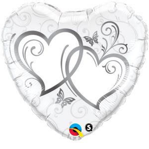 Balloon Foil 18 Inch Entwined Hearts Silver