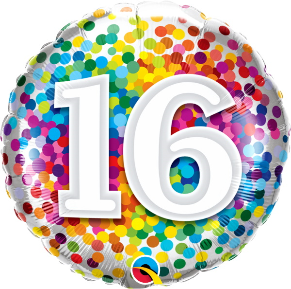 Balloon Foil 18 Inch 016 Rainbow Confetti