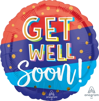 Balloon Foil 18 Inch Get Well Soon Stripe