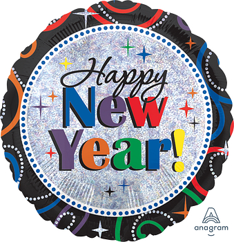 Balloon Foil 18 Inch Happy New Year Colourful