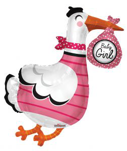 Balloon Foil Super Shape Baby Girl Stork