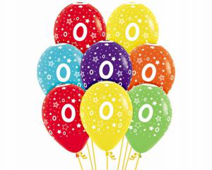 Balloon Latex 11 Inch Fashion Round Number 000 ASSORTED COLORS