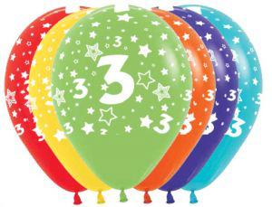 Balloon Latex 11 Inch Fashion Round Number 003 ASSORTED COLORS