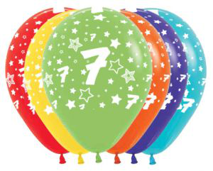 Balloon Latex 11 Inch Fashion Round Number 007 ASSORTED COLORS