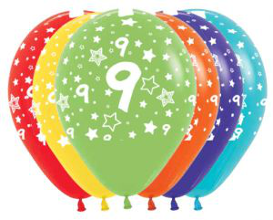 Balloon Latex 11 Inch Fashion Round Number 009 ASSORTED COLORS