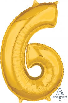 Balloon Foil 34 Inch Gold Number 6