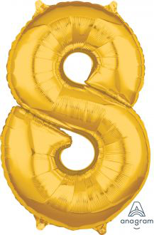 Balloon Foil 34 Inch Gold Number 8 Foil