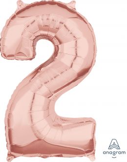 Balloon Foil 34 Inch Rose Gold Number 2 Foil