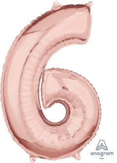 Balloon Foil 34 Inch Rose Gold Number 6 Foil