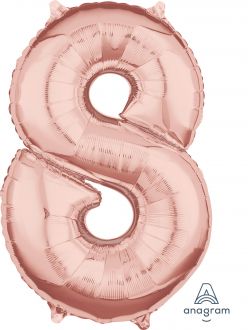 Balloon Foil 34 Inch Rose Gold Number 8 Foil