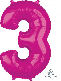 Balloon Foil 34 Inch Pink Number 3 Foil