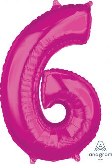 Balloon Foil 34 Inch Pink Number 6 Foil