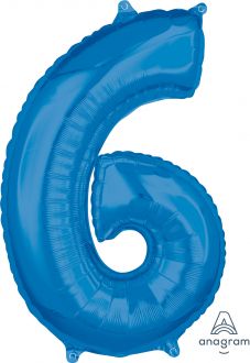 Balloon Foil 34 Inch Blue Number 6 Foil