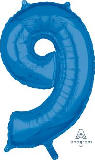 Balloon Foil 34 Inch Blue Number 9 Foil
