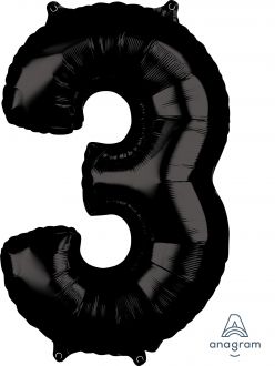 Balloon Foil 34 Inch Black Number 3 Foil
