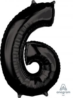 Balloon Foil 34 Inch Black Number 6 Foil