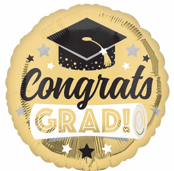 Balloon Foil 18 Inch Congrats Grad Shiny Gold