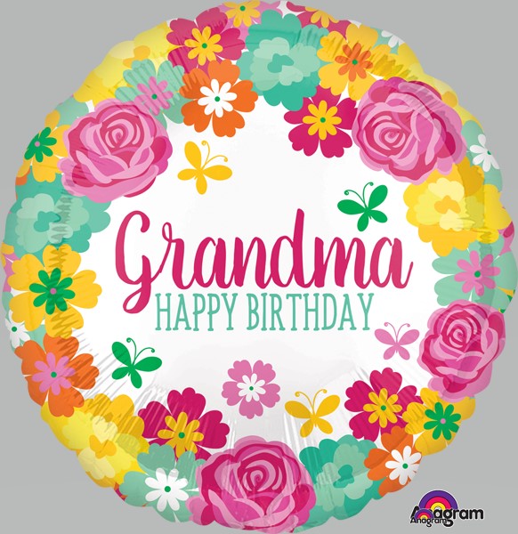 Balloon Foil 18 Inch Happy Birthday Grandma Floral