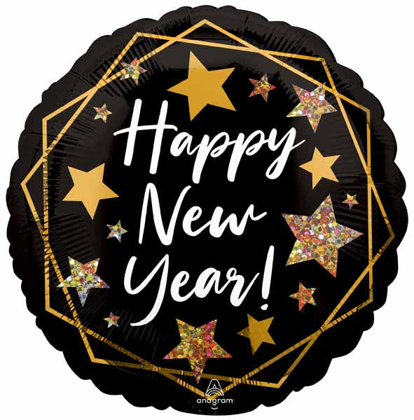 Balloon Foil 18 Inch Happy New Year Stars