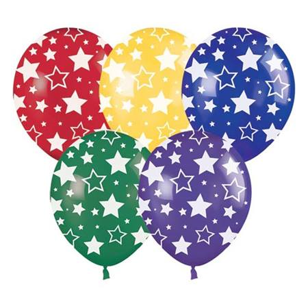 Balloon Latex 11 Inch Fashion Bold Stars ASSORTED COLORS