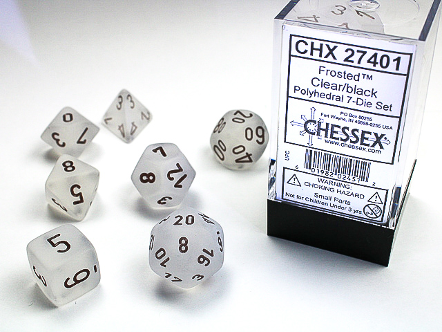 Dice Frosted 7-Die Set Clear/Black