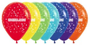 Balloon Latex 11 Inch Fashion Congratulations ASSORTED COLOURS