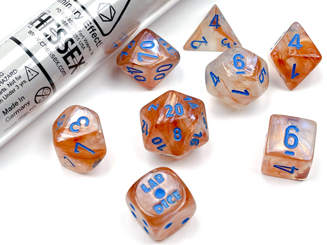 Dice Borealis 7-Die Set Rose Gold/Light Blue Luminary