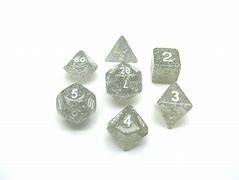 Dice Koplow Glitter Polyhedral 7pc Set Clear
