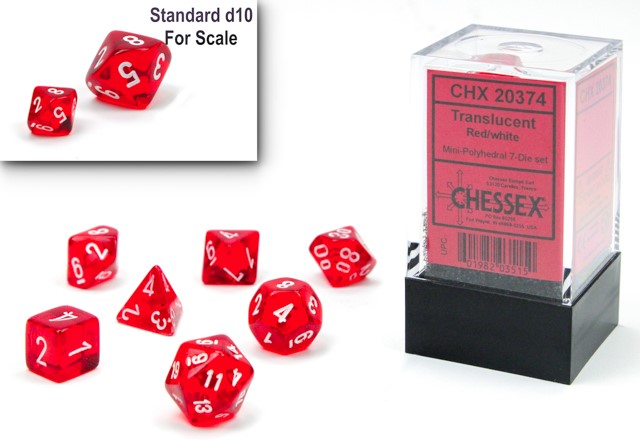 Dice Translucent Mini 7-Die Set Red/White