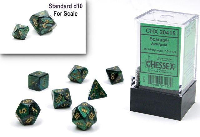 Dice Scarab Mini 7-Die Set Jade/Gold