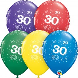 Balloon Latex 11 Inch Fashion Round Number 030 ASSORTED COLOURS