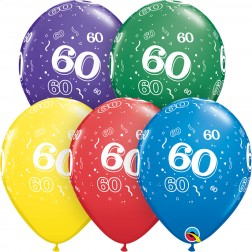 Balloon Latex 11 Inch Fashion Round Number 060 ASSORTED COLOURS