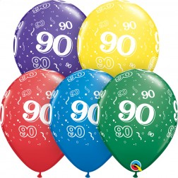 Balloon Latex 11 Inch Fashion Round Number 090 ASSORTED COLOURS