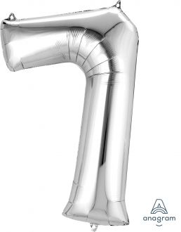 Balloon Foil 34 Inch Silver Number 7 Foil