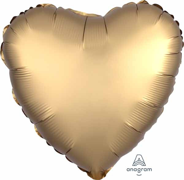 Balloon Foil 19 Inch Heart Gold Sateen Satin Luxe