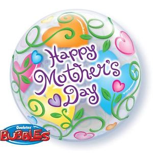 Balloon Foil 22 Inch Bubbles Happy Mother's Day Curls and Hearts