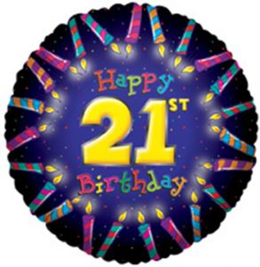 Balloon Foil 18 Inch Happy Birthday 21st Candles