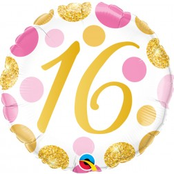 Balloon Foil 18 Inch Happy 16th Birthday Dots