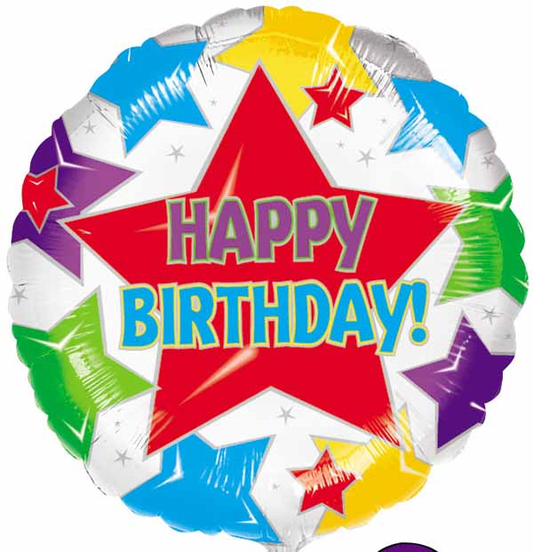 Balloon Foil 18 Inch Happy Birthday Stars