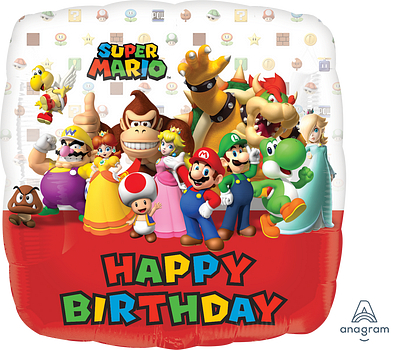 Balloon Foil 18 Inch Super Mario Happy Birthday