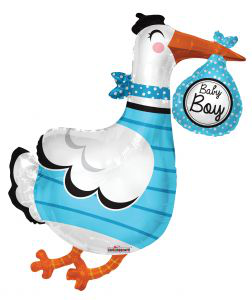 Balloon Foil Super Shape Baby Boy Stork