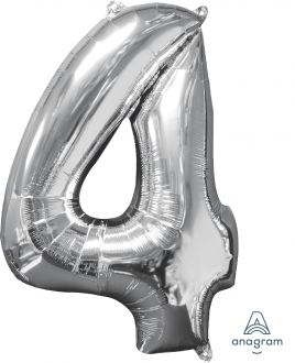 Balloon Foil 34 Inch Silver Number 4 Foil