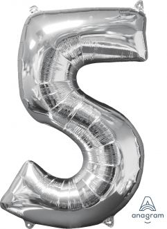 Balloon Foil 34 Inch Silver Number 5