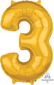 Balloon Foil 34 Inch Gold Number 3