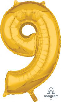 Balloon Foil 34 Inch Gold Number 9 Foil