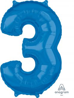 Balloon Foil 34 Inch Blue Number 3
