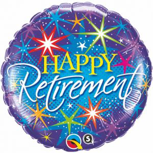 Balloon Foil 18 Inch Happy Retirement Colourful Bursts