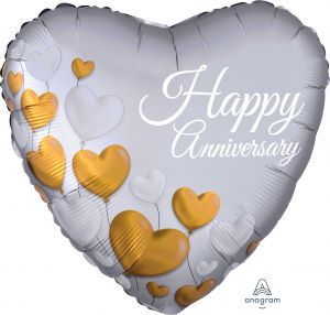 Balloon Foil 18 Inch Anniversary Platinum Hearts