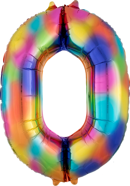 Balloon Foil 34 Inch Rainbow Number 0 Foil