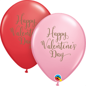Balloon Latex 11 Inch Fashion Happy Valentine's Red/Pink